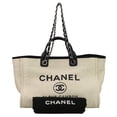 thumbnail image 1 of Pre-Owned CHANEL Deauville GM chain tote bag in navy and white. Women's...., 1 of 13