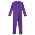 thumbnail image 5 of Hansber Kids Girls Shiny Rhinestone Full Body Unitard Gymnastics Leotard Long Sleeve Figure Skating Jumpsuit Purple 10, 5 of 6