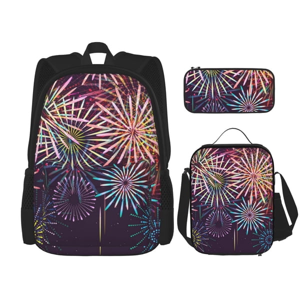 Balery Fireworks2 Mochila Escolar 3 en 1 para Niños - Mochila Resistente con Lonchera Térmica y Estuche - Mochila Escolar para Niños y Niñas
