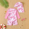 thumbnail image 3 of WhouRiu Swimsuit for Toddler Girls' Long Sleeve Tropical Print Zipper Rash Guard Kids Board Seaside Beachwear Bathing Suit Pink,Size 2-3 Y, 3 of 6