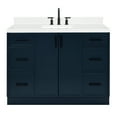 thumbnail image 2 of Ariel Kelly 48 Inch Single Rectangle Sink Bathroom Vanity With Carrara White Quartz Countertop 1.5 Inch Edge In Midnight Blue, 2 of 12