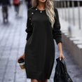 thumbnail image 6 of Lindreshi Fall Dresses for Women 2023 Homecoming Dresses Women's Winter Casual Solid Color Knitted Sweater Long Sleeve Button Dress, 6 of 7