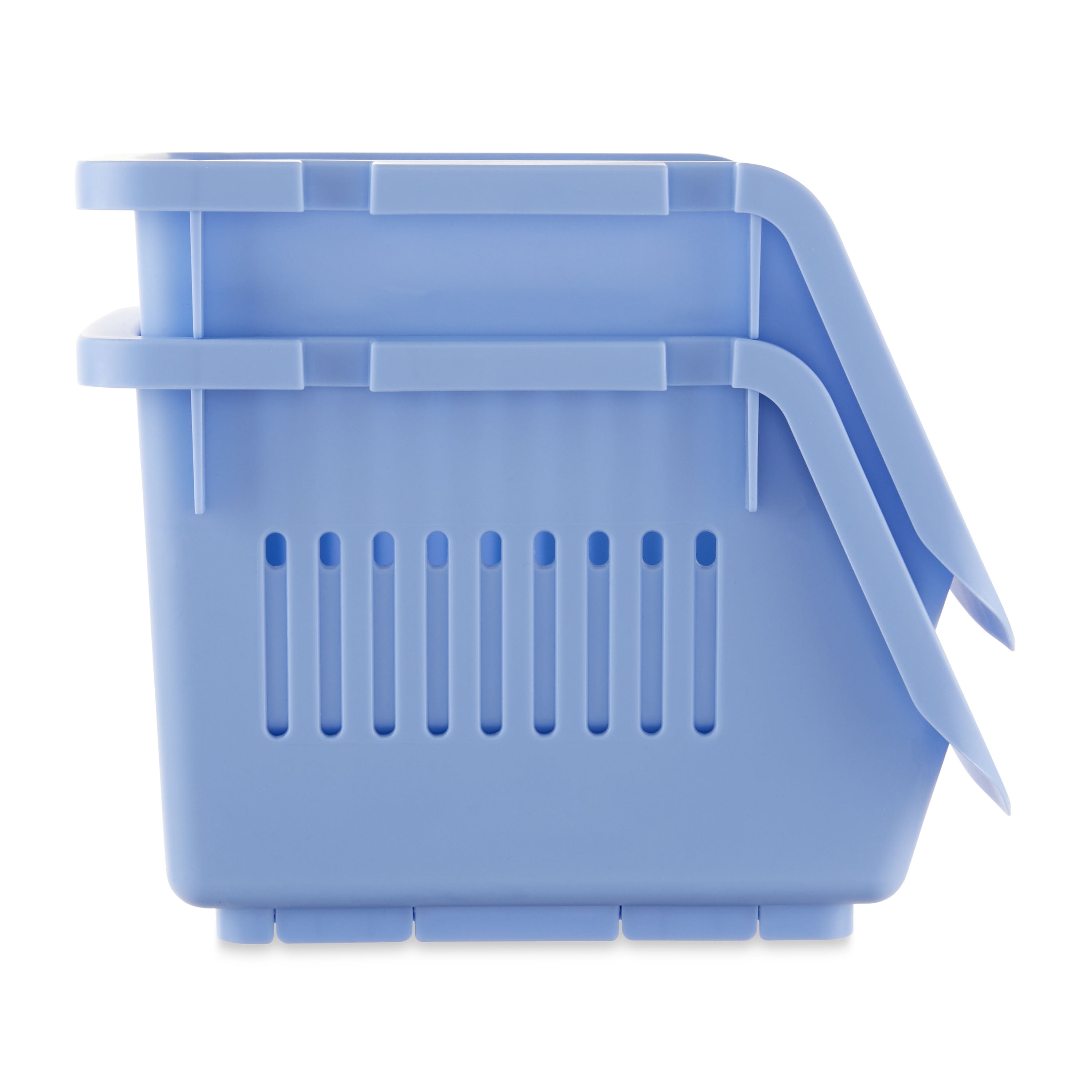 Pen + Gear Stackable Polypropylene, Plastic Storage Bins, Periwinkle, 2 Count, All Ages
