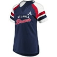 thumbnail image 2 of Women's-Profile Ronald Acu-a Jr. Navy Atlanta Braves Plus Size Name & Number Raglan T-Shirt, 2 of 3