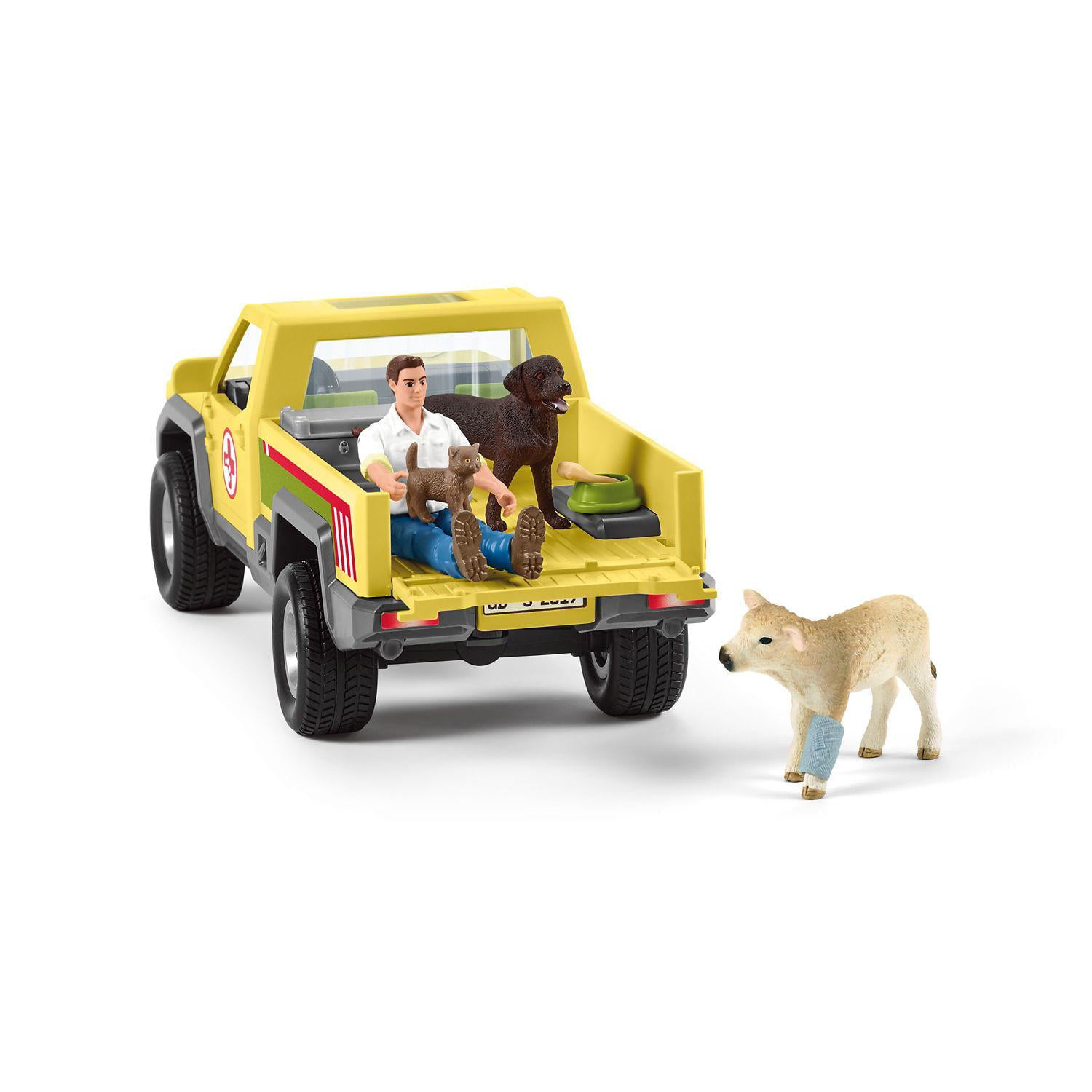 Schleich VET VISITING FARM set plastic toy pet Car calf dog cat NEW 