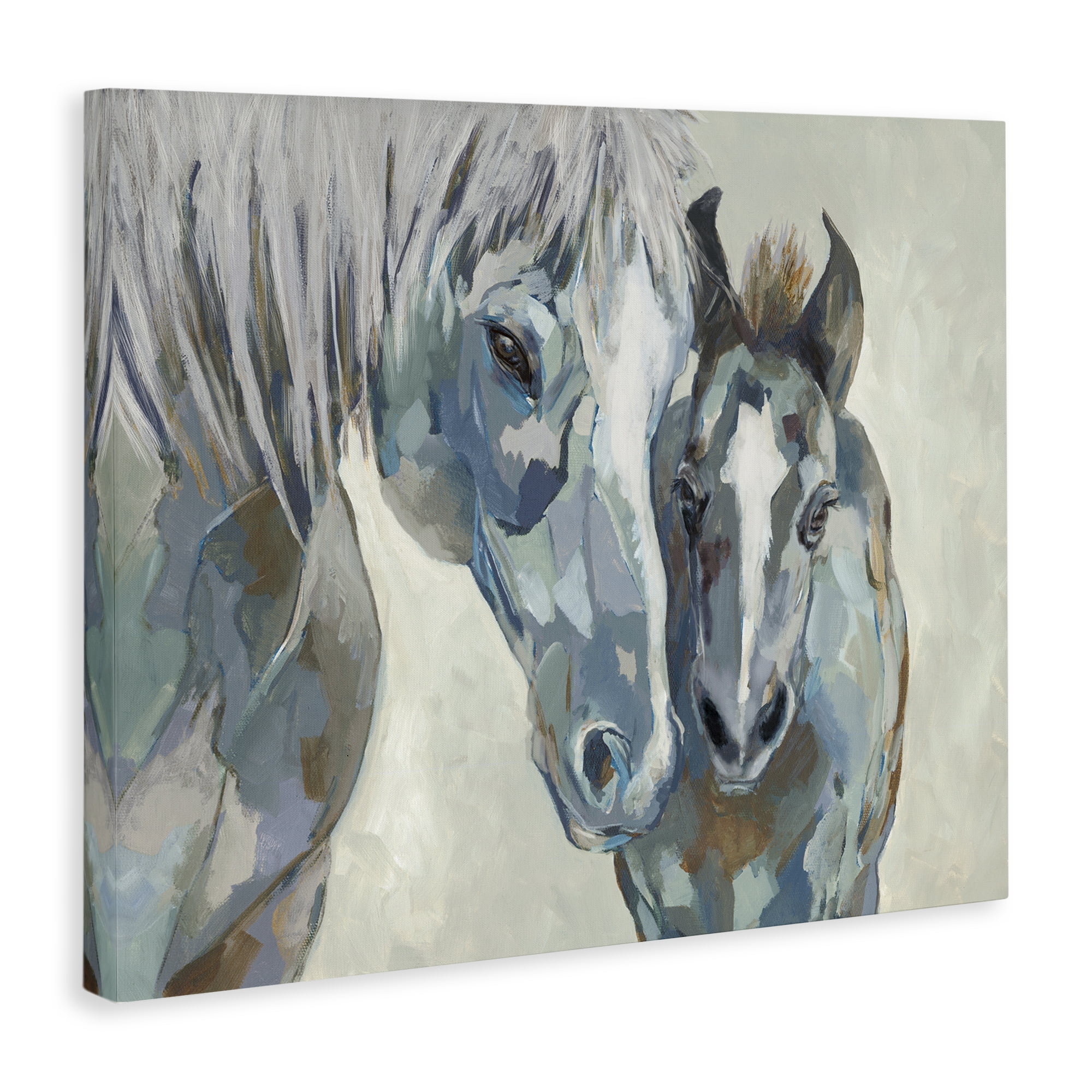 Stupell Industries Grey Horse & Foal Animals Painting Wrapped Canvas Art Print Wall Art, 30 x 24