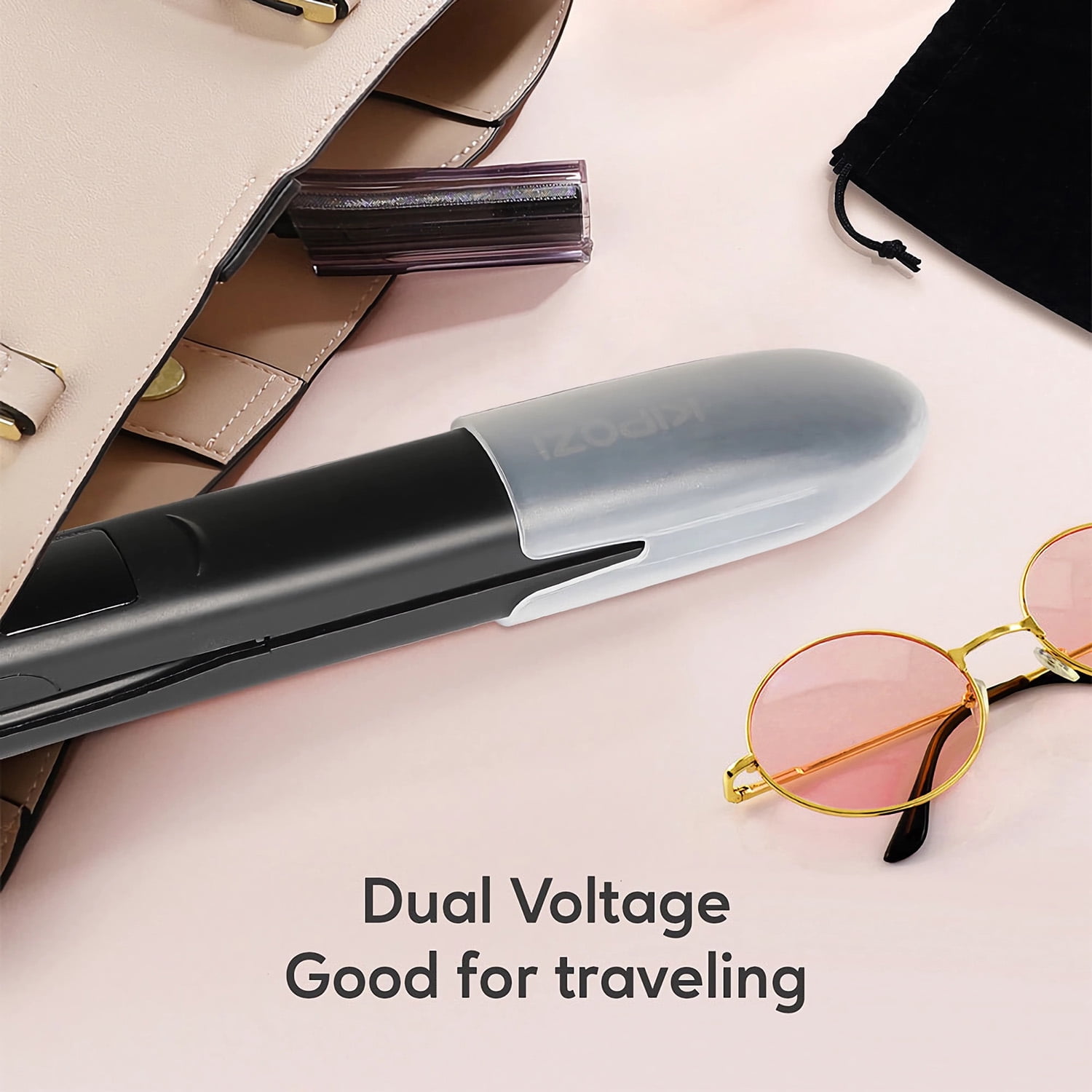 Nano Negative Ion Flat Iron, Anti-Static Hair Straightener with 1 inch Floating Titanium Plates, Black