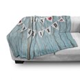 thumbnail image 3 of Wedding Soft Flannel Fleece Blanket, Just Married Letters on Triangular Flags Hanged on Blue Wooden Door Art Print, Cozy Plush for Indoor and Outdoor Use, 60" x 80", Blue Black Red, by Ambesonne, 3 of 6