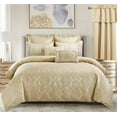 thumbnail image 5 of Soft 7-PC Duvet Cover Woven Jacquard Bedding Set With Shams & Decorative Pillows - Full/Queen - Sara Beige, 5 of 5