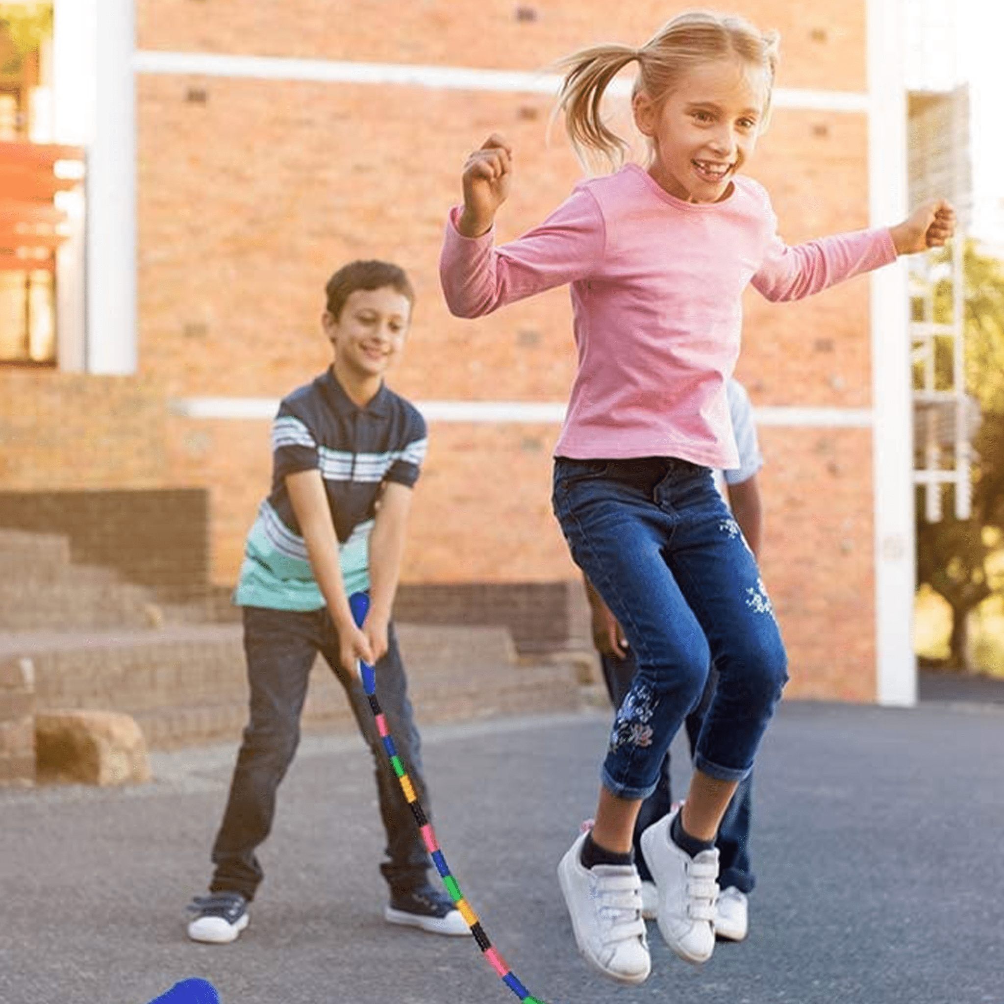 BESTSKY 2026 New 2Pcs Double Dutch Jump Rope Long Jump Rope 16 Ft Beaded Skipping Rope, Ergonomic Design for Fitness, Cardio, Outdoor Play, Group Exercise, Team Sports, Recreational Activities.
