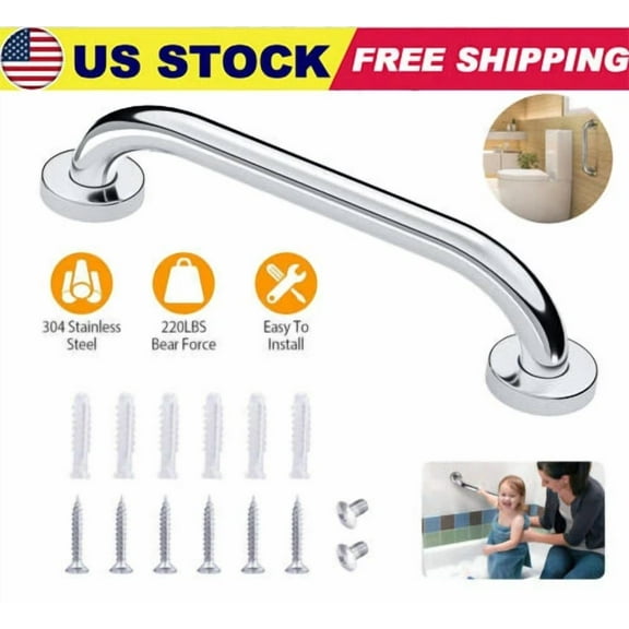 Stainless Steel Grab Bar Bathroom Safety Handicap Shower Tub Handle Support 12In