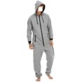 thumbnail image 4 of xiaxaixu Men Fall Sleeping Jumpsuit, Hooded Long Sleeves Zip-Up Romper, 4 of 5