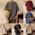 thumbnail image 5 of Men Summer Cotton Loose Short Sleeve T-shirts Fashion Retro All-match Streetwear, 5 of 10