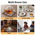 thumbnail image 2 of Brown Boho Round 13 Inch Placemats Set of 4, Vintage Classic Bohemia Flower Textured HeatResistant Non Slip Place Mats for Dining Table, Wipeable Braided Kitchen Table Mats for Housewarming, 2 of 9