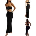 thumbnail image 6 of Biekopu Women's Summer off Shoulder Hollowed Out Dress, off Back Split Wrap Buttocks Slim Fitting Dress, Casual and Elegant Dress, 6 of 6