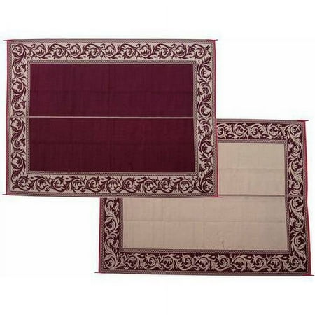 Ming's Mark Inc RC5 1421584, Burgundy and Beige Polypropylene, Classical Patio Mat for RV Exterior