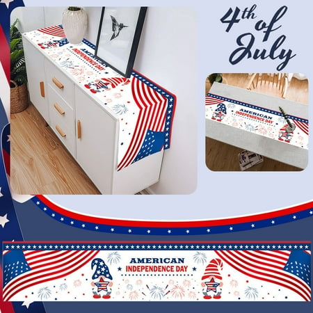 

Home Decor American Flag 4th July Patriotic Memorial Day Table Runner Independence Holiday Kitchen Decoration Indoor Outdoor