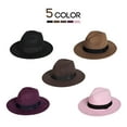 thumbnail image 2 of Unisex Wool Felt 1920s Gatsby Fedora Hat Gangster Women and Men Black M, 2 of 5