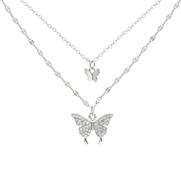 YATLTE Bohemian Butterfly Pendant Necklace, Choker Silver Crystal Choker Necklace, Silver Butterfly Choker Necklace Butterfly Pendant Necklace Silver Butterfly Jewelry