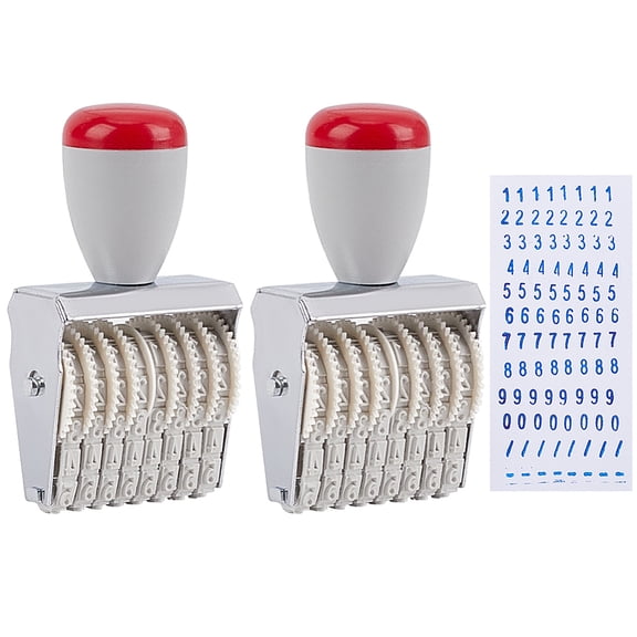 2 Pcs 8 Digit Number Stamp 0-9 Numbers 2 Symbols Price Tag Stamp Adjustable Date Tag Stamp Alloy Plastic Rolling Stamp DIY Stationery DIY