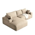 thumbnail image 7 of Wiilayok 113" L-Shape Cloud Sectional Couch with Oversized Chaise,Corduroy Fabric Modern Modular Sofa with Cup Holder, Comfy Boneless Upholstered Couches for Living Room Bedroom,Light Brown, 7 of 7