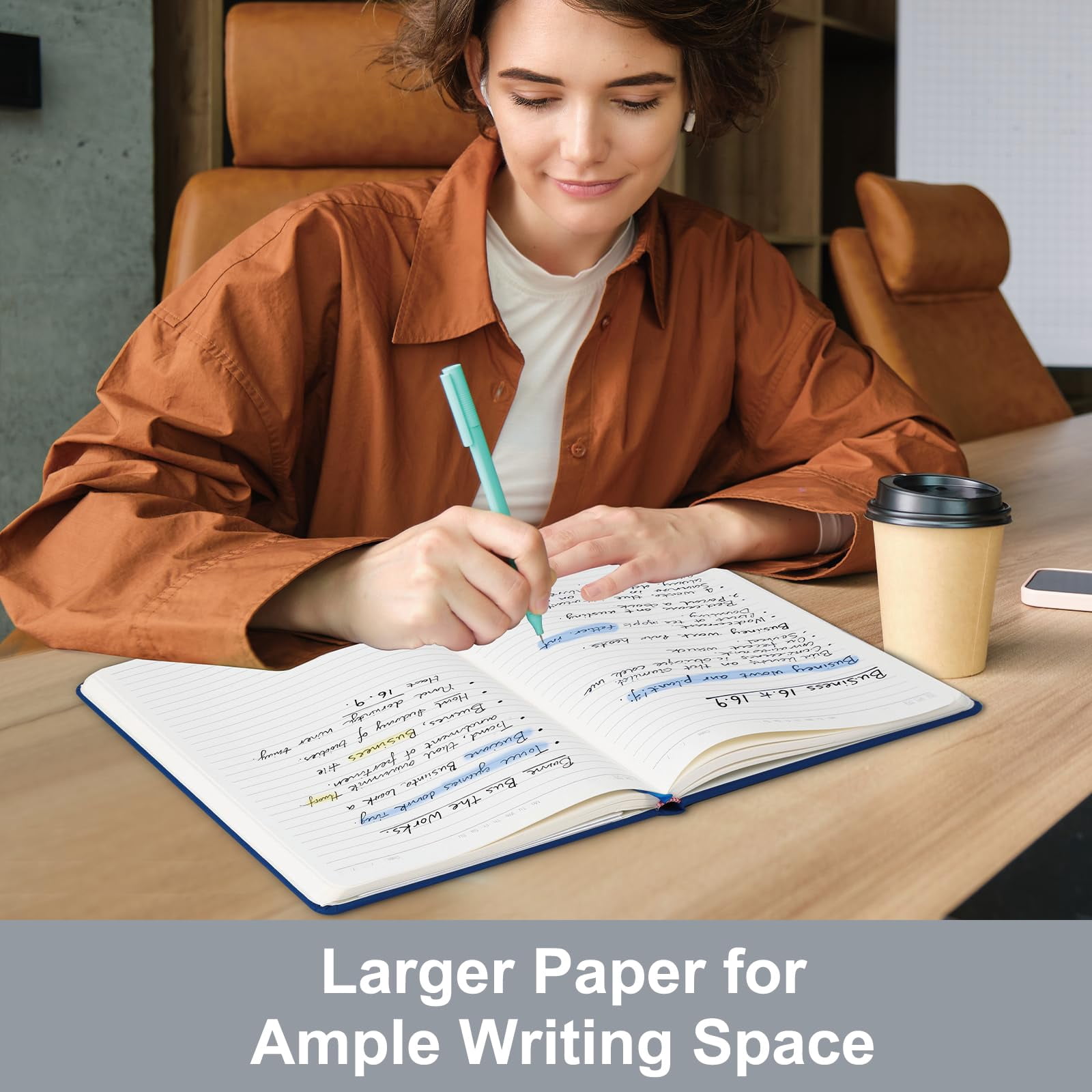 3 Pack A4 Lined Journal Notebooks  208 Pages Large Size-8.5" X 11" Black Hardcover Journaling For Men & Women- Fits Office Business School Notes Taking Writing
