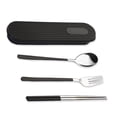 thumbnail image 3 of Conjuntos de vajilla 304 Estudiantes reutilizables para cubiertos de acero inoxidable Use accesorios de viaje de diseño simple para reuniones familiares de picnic Negro 3 PCS Inevent HA012732-05, 3 of 7