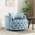 thumbnail image 7 of Swivel Accent Barrel Chair Oversized Velvet Round Sofa Chair with 3 Pillows Modern Tufted Club Leisure Lounge Chair for Living Room Bedroom Hotel, Light Blue, 7 of 7