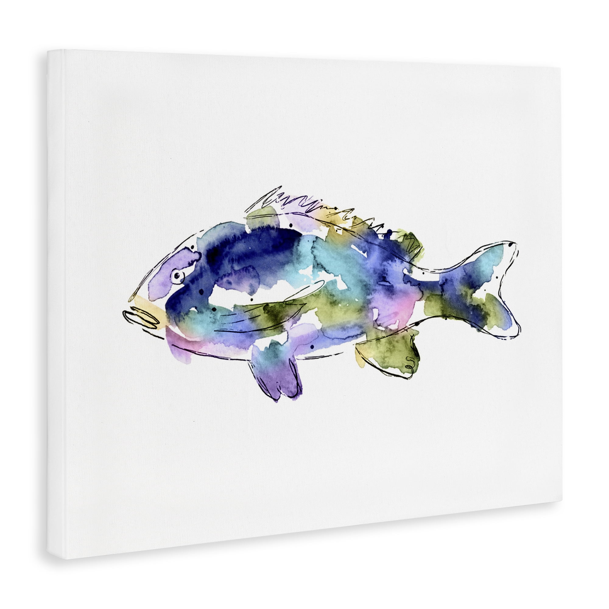 Stupell Industries Watercolor Style Fish Animals & Insects Painting Gallery Wrapped Canvas Art Print Wall Art, 30 x 24