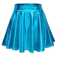 thumbnail image 2 of Miluxas Women's Casual Short Skirts Solid High Elastic Waist Mini Skirts Stretchy A-Line Party Skirts Sky Blue, 2 of 5