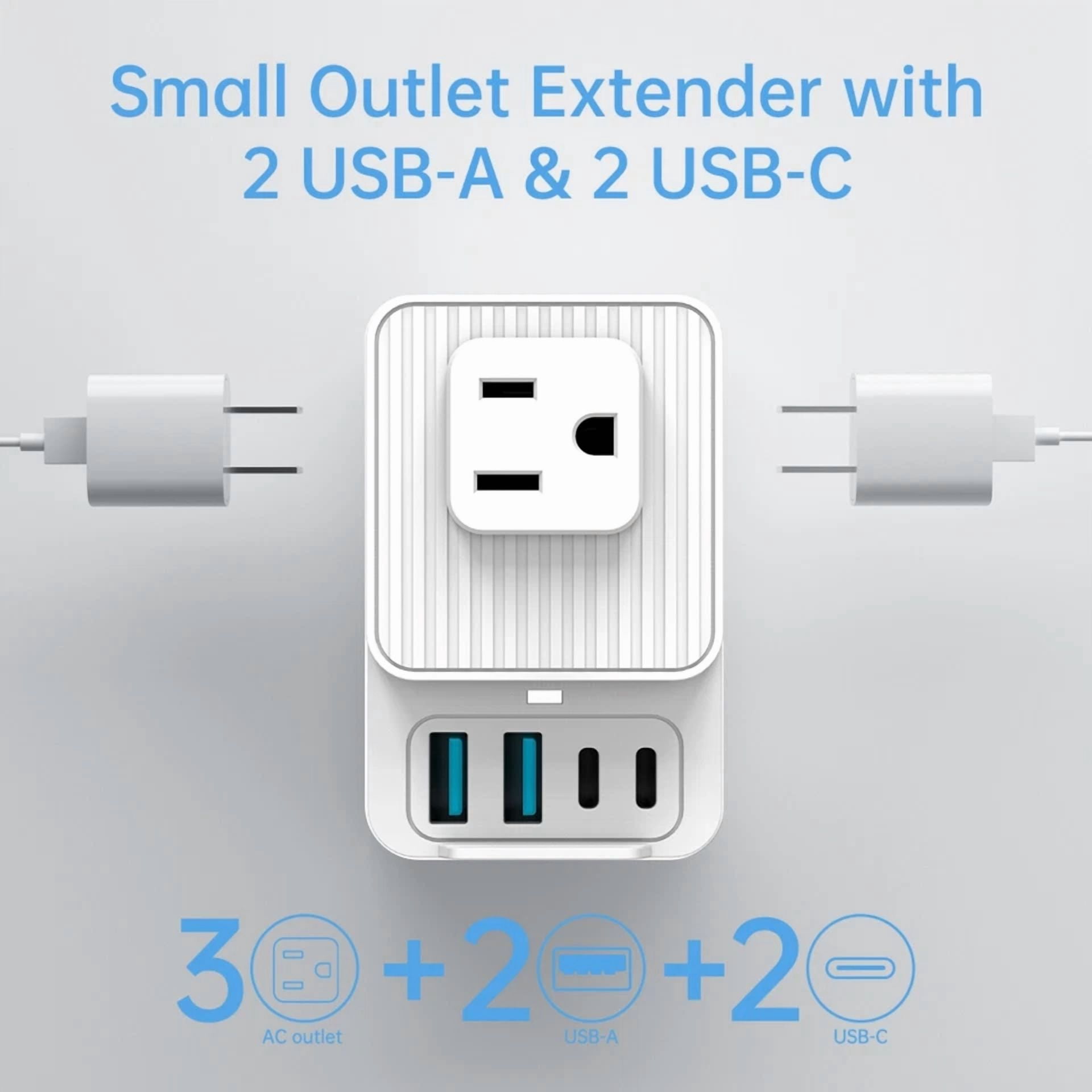 CRESTIN- 7-In-1 Outlet Extender: 3 Ac Outlets, 4 Usb (2A+2C), Portable For Home/Travel