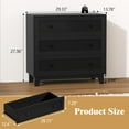 thumbnail image 2 of FANRAL Rattan Large Nightstand,27.6"H Wood Tall Night Stand,Wide Modern 3 Drawers,Boho Bedside Table Narrow Side Table for Bedroom Living Room,Black Night Stand, 2 of 6