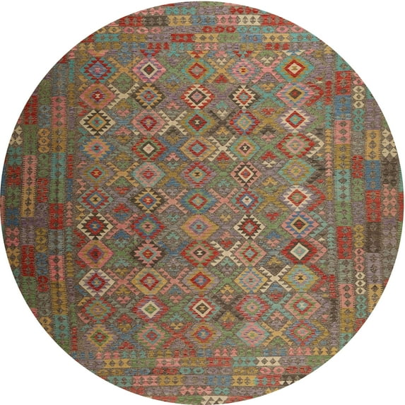 Ahgly Company Machine Washable Indoor Round Contemporary Dark Almond Brown Area Rugs, 5' Round
