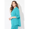 thumbnail image 3 of Catherines Women's Plus Size Anywear Pucker Cotton Buttonfront Roll Tab Shirt, 3 of 5