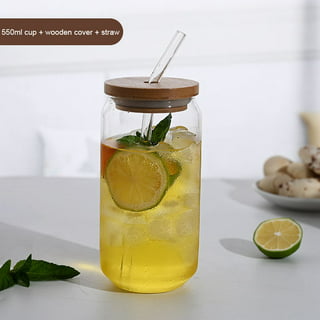 Drinking Glasses With Bamboo Lids And Glass Straws, Can Shaped Glass Cups,  Beer Glasses, Iced Coffee Glasses, Cute Tumbler Cup, Ideal For Cocktail,  Whiskey, Birthday Gift - Temu Australia