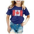 thumbnail image 1 of AJIWYH Uniforme Scolaire, T-Shirt à Manches Courtes pour Filles, Col Rond, Coupe Décontractée, Basique, 38t, pour Filles de 3-4 Ans, Bleu, 1 of 3