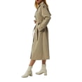 thumbnail image 4 of TheFound Women's Waterproof Double-Breasted Trench Coat Classic Lapel Overcoat Slim Outerwear Coat with Belt, 4 of 7