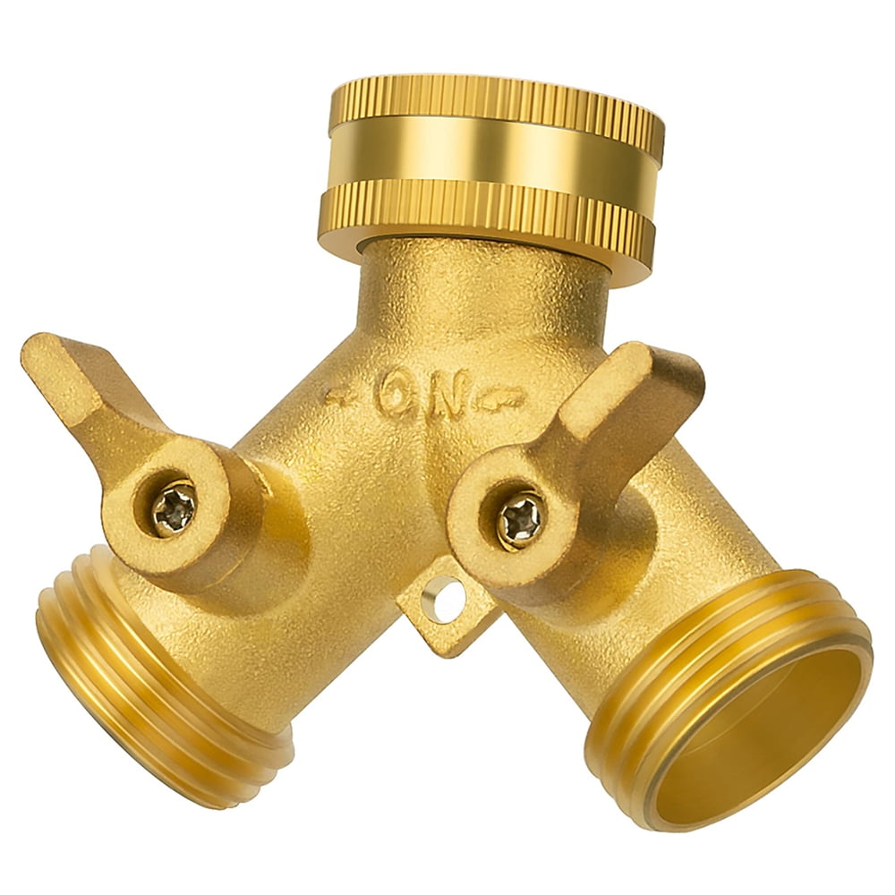 Solid Brass Body Backyard 2 Way Y Valve Garden Hose Connector Splitter