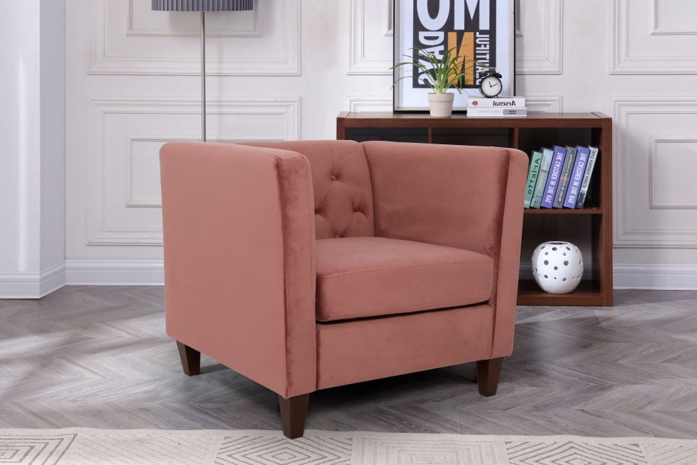 Uspridefurniture Lisette 33.07'' Velvet Square Armchair, Pink