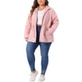thumbnail image 3 of Agnes Orinda Women's Plus Size Jackets Long Sleeve Drawstring Waist Anorak Coats with Pockets 4X Pink, 3 of 7