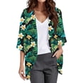 thumbnail image 2 of Noric Women's Floral Print Chiffon Cardigan Casual 3/4 Sleeve Open Front Loose Fit Lightweight Daily Layering Cover Up, 2 of 5