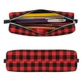 thumbnail image 2 of Haiem Buffalo Plaid Red Black Print Leather Pencil Case Art Supplies Case Zipper Pencil Pouch Stationery Storage Pencil Bag, 2 of 7