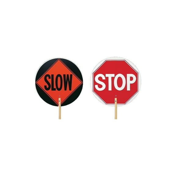Mutual Industries "STOP"/"SLOW" Temporary Traffic Control Sign Paddle 72" x 18" Hardboard (14983-6)
