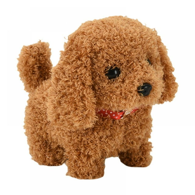 Jouet pour Enfants Labradoodle Peluche Animal en Peluche Chiot Chien Marche Appelle Hoche la Tête et Remue la Queue