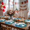 thumbnail image 5 of Blue Teal Leaves Round 15 Inch Placemats Set of 4, Summer Botanical Watercolor Leaf HeatResistant Non Slip Place Mats for Dining Table, Wipeable Braided Kitchen Table Mats for Housewarming, 5 of 9