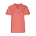 thumbnail image 4 of Mujeres sueltas casual manga corta cuello pico sólido casual blusa camiseta túnica tops OAVQHLG3B Store  lin121212, 4 of 5