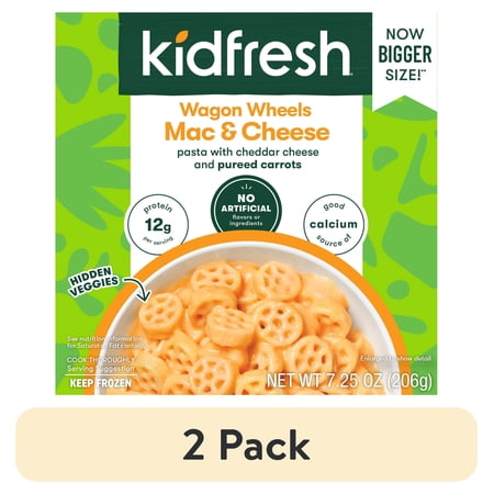 (2 pack) Kidfresh Wagon Wheels Mac & Cheese Meal, Frozen, 7.25 oz