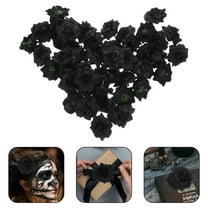 Masteelf 50pcs Artificial Black Roses, Faux Rose Head Handmade Fake Silk Rose Head Simulation Rose Head For Wedding Flower Wall Diy Crafts Theme Party Bouquet Decoration