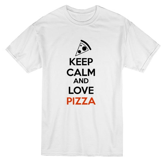 Keep Calm And Love Pizza Graphic Men White T-Shirt, Male XX-Large