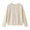 thumbnail image 5 of Womens T Shirts Loose Versatile Long Sleeve Crew Neck Striped Print Top Everyday Wear Womens Tees L, 5 of 5